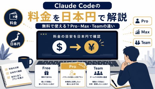 Claude Codeの料金を日本円で解説｜無料で使える？Pro・Max・Teamの違い